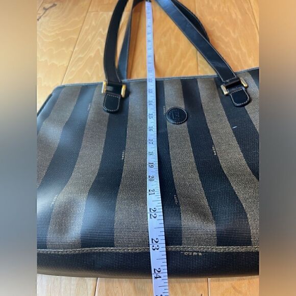 Vintage Fendi Coated Canvas Tote Bag with Leather Trim and Top Zip Closure - Picture 4 of 14